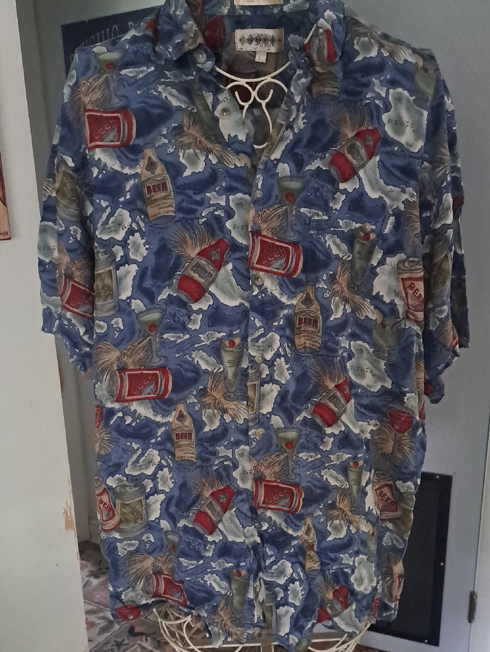 Vintage 90s Campia Moda Hawaiian Beer And Cocktail Shirt, L